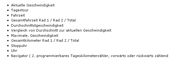 VDO X2 Fahrradfunktionen